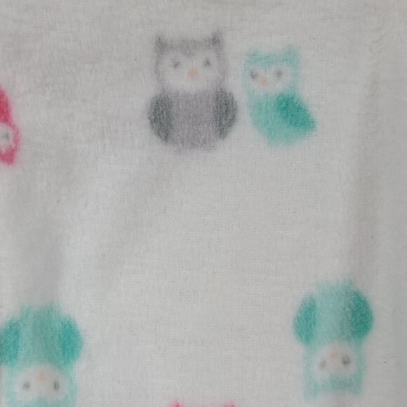 Carter's Girls 6M Soft Fleece White Owl Print One-Piece PJ Footie Winter Pajamas - Picture 5 of 7